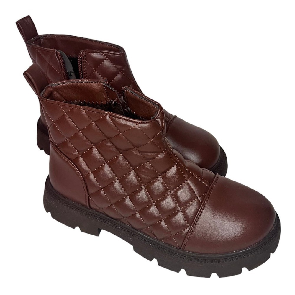 Girl's Quilted Brown Boots